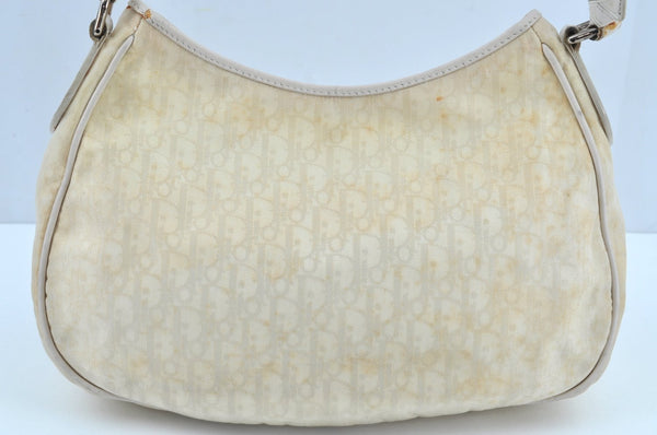 Authentic Christian Dior Trotter Shoulder Hand Bag Nylon Leather White K4651
