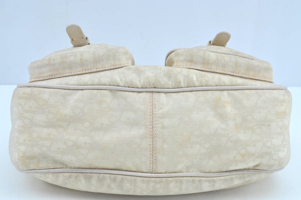 Authentic Christian Dior Trotter Shoulder Hand Bag Nylon Leather White K4651