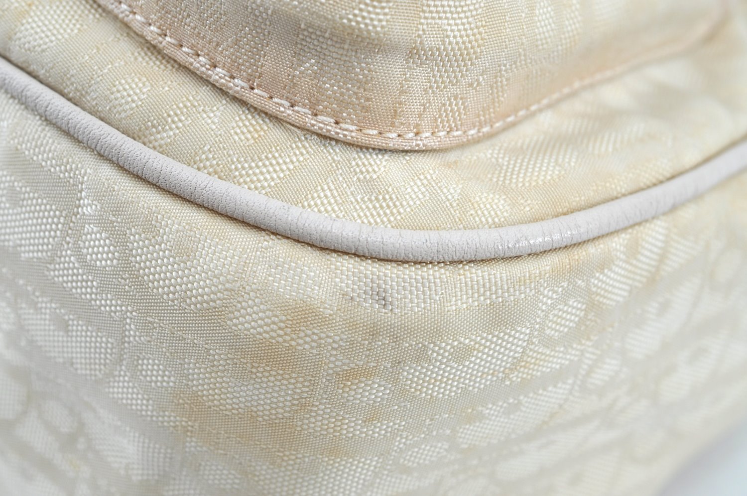 Authentic Christian Dior Trotter Shoulder Hand Bag Nylon Leather White K4651