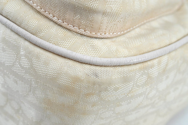 Authentic Christian Dior Trotter Shoulder Hand Bag Nylon Leather White K4651