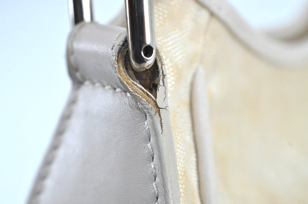 Authentic Christian Dior Trotter Shoulder Hand Bag Nylon Leather White K4651