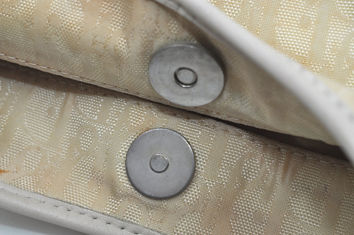 Authentic Christian Dior Trotter Shoulder Hand Bag Nylon Leather White K4651