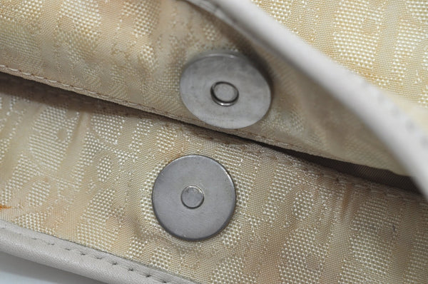 Authentic Christian Dior Trotter Shoulder Hand Bag Nylon Leather White K4651