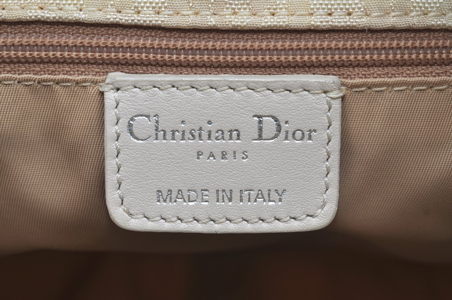 Authentic Christian Dior Trotter Shoulder Hand Bag Nylon Leather White K4651