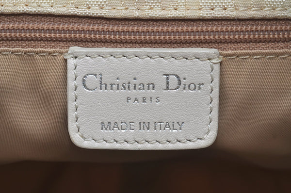 Authentic Christian Dior Trotter Shoulder Hand Bag Nylon Leather White K4651