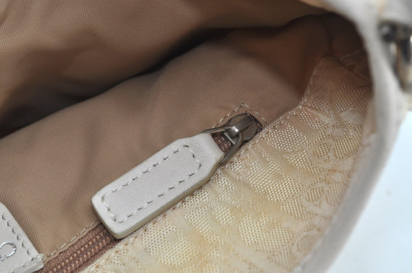 Authentic Christian Dior Trotter Shoulder Hand Bag Nylon Leather White K4651