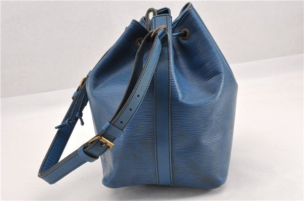 Authentic Louis Vuitton Epi Petit Noe Shoulder Drawstring Bag M44105 Blue K4659