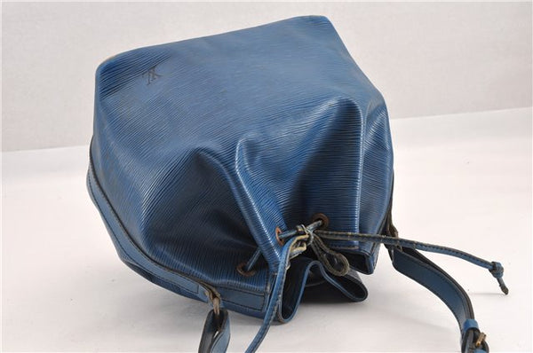Authentic Louis Vuitton Epi Petit Noe Shoulder Drawstring Bag M44105 Blue K4659
