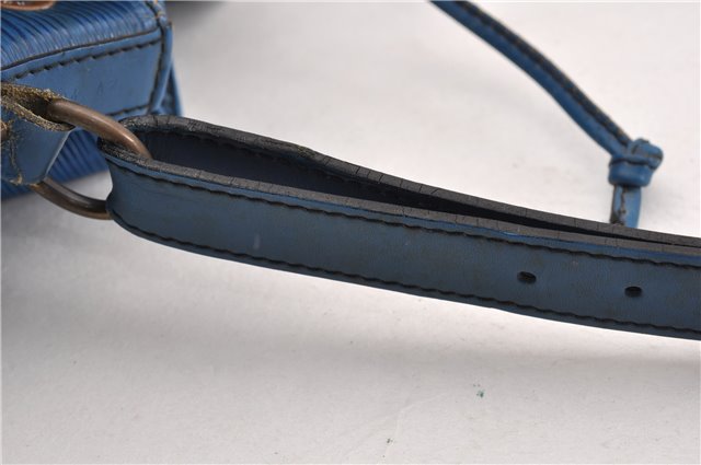 Authentic Louis Vuitton Epi Petit Noe Shoulder Drawstring Bag M44105 Blue K4659