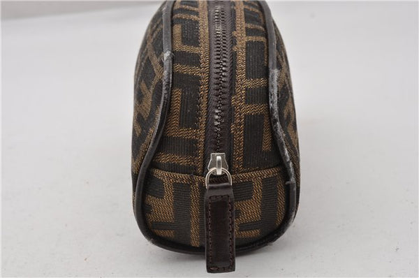 Authentic FENDI Zucca Vintage Pouch Purse Canvas Leather Brown Junk K4690