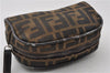 Authentic FENDI Zucca Vintage Pouch Purse Canvas Leather Brown Junk K4690