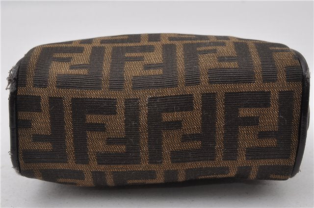 Authentic FENDI Zucca Vintage Pouch Purse Canvas Leather Brown Junk K4690