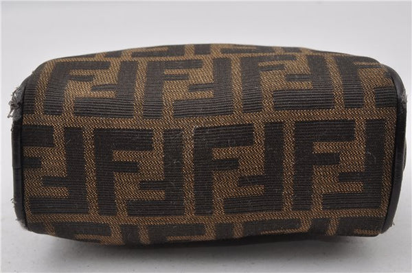Authentic FENDI Zucca Vintage Pouch Purse Canvas Leather Brown Junk K4690