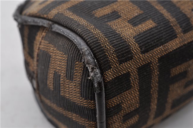 Authentic FENDI Zucca Vintage Pouch Purse Canvas Leather Brown Junk K4690