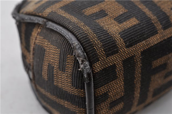 Authentic FENDI Zucca Vintage Pouch Purse Canvas Leather Brown Junk K4690