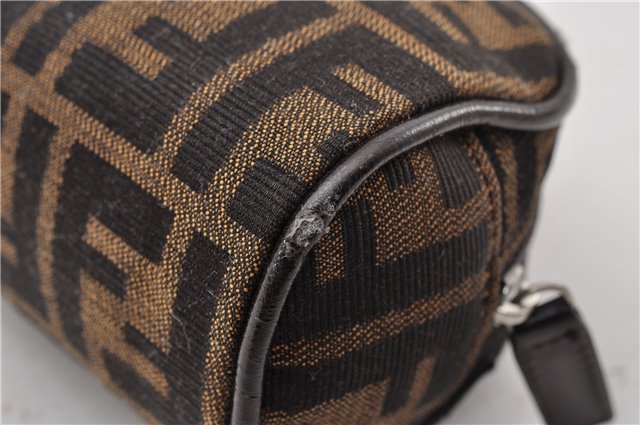 Authentic FENDI Zucca Vintage Pouch Purse Canvas Leather Brown Junk K4690