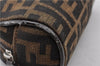 Authentic FENDI Zucca Vintage Pouch Purse Canvas Leather Brown Junk K4690