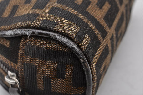 Authentic FENDI Zucca Vintage Pouch Purse Canvas Leather Brown Junk K4690