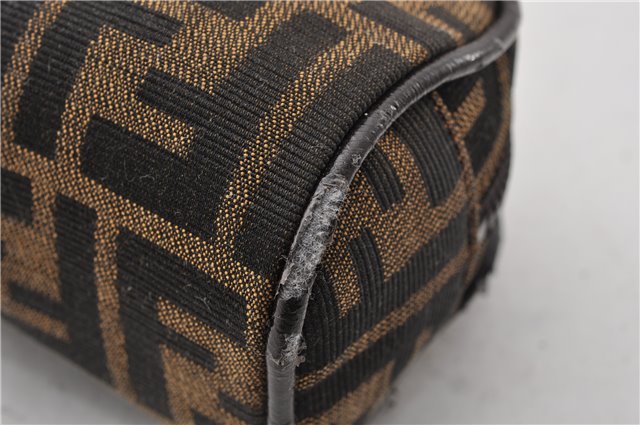 Authentic FENDI Zucca Vintage Pouch Purse Canvas Leather Brown Junk K4690