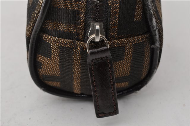 Authentic FENDI Zucca Vintage Pouch Purse Canvas Leather Brown Junk K4690