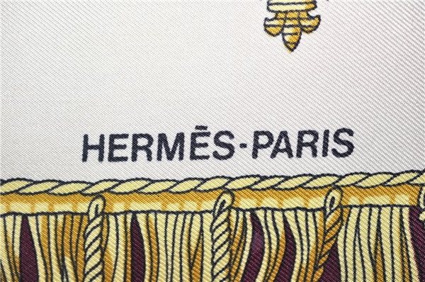 Authentic HERMES Carre 90 Scarf "VUE DU CARROSSE DE LA GALERE" Silk Purple K4691