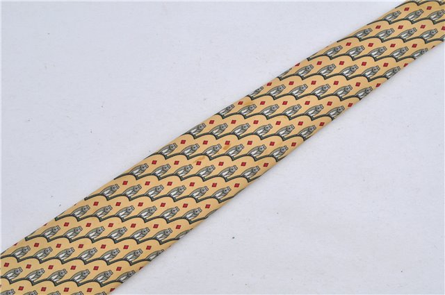 Authentic HERMES Tie Necktie Parrot Pattern Silk 7167FA Yellow K4703