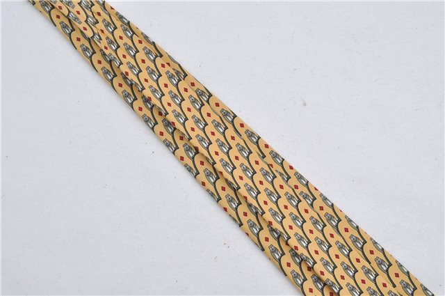 Authentic HERMES Tie Necktie Parrot Pattern Silk 7167FA Yellow K4703