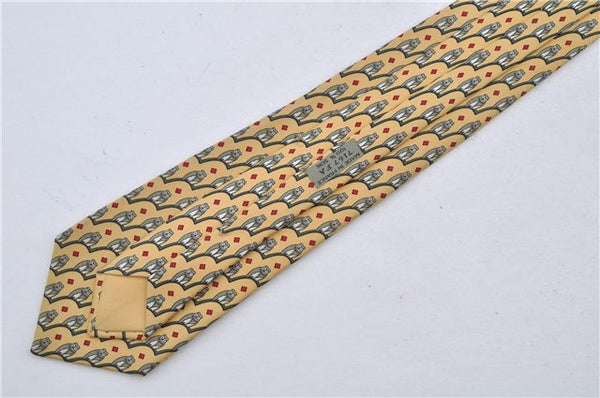 Authentic HERMES Tie Necktie Parrot Pattern Silk 7167FA Yellow K4703