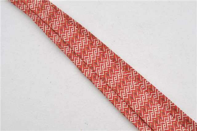 Authentic HERMES Tie Necktie Chain Pattern Silk 7644TA Red K4704