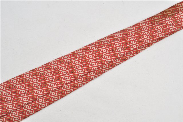 Authentic HERMES Tie Necktie Chain Pattern Silk 7644TA Red K4704