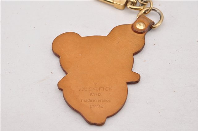 Auth Louis Vuitton Porte Cles Panda Charm Key Ring Leather Gold M62637 LV K4710