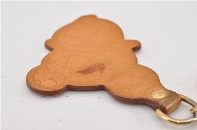 Auth Louis Vuitton Porte Cles Panda Charm Key Ring Leather Gold M62637 LV K4710