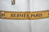 Authentic HERMES Carre 90 Scarf "LA PROMENADE DE LONGCHAMPS" Silk White K4711