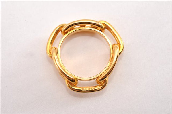 Authentic HERMES Scarf Ring Chaine d'Ancre Chain Design Gold Tone K4712