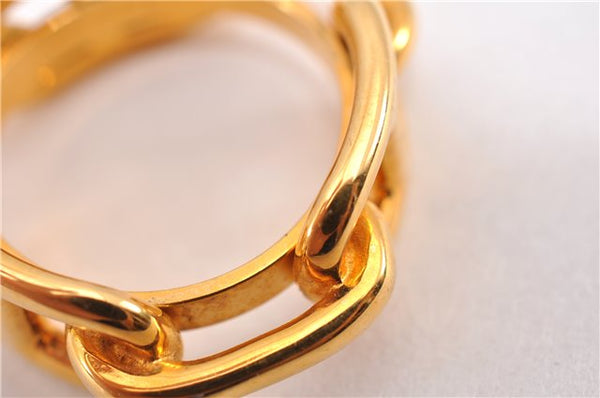 Authentic HERMES Scarf Ring Chaine d'Ancre Chain Design Gold Tone K4712
