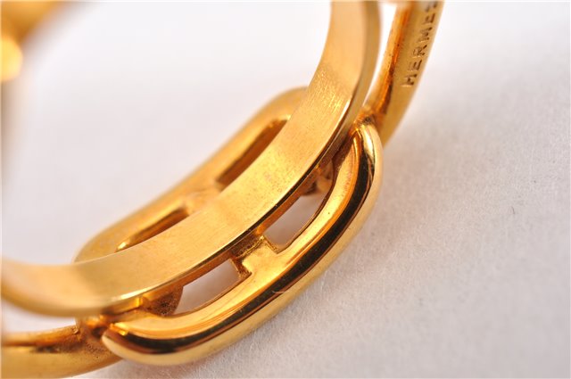 Authentic HERMES Scarf Ring Chaine d'Ancre Chain Design Gold Tone K4712