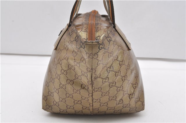 Authentic GUCCI GG Crystal Shoulder Tote Bag PVC Leather 131228 Gold K4715