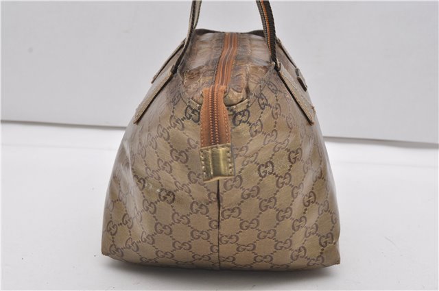 Authentic GUCCI GG Crystal Shoulder Tote Bag PVC Leather 131228 Gold K4715