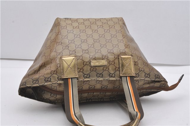 Authentic GUCCI GG Crystal Shoulder Tote Bag PVC Leather 131228 Gold K4715