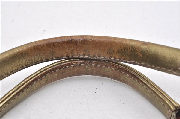 Authentic GUCCI GG Crystal Shoulder Tote Bag PVC Leather 131228 Gold K4715