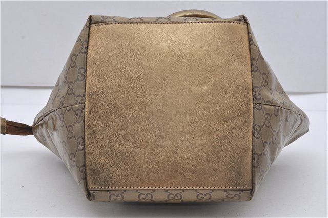 Authentic GUCCI GG Crystal Shoulder Tote Bag PVC Leather 131228 Gold K4715