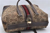 Authentic GUCCI Sherry Line Horsebit Hand Bag Canvas Leather 150335 Brown K4716