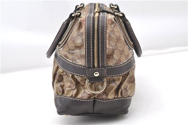 Authentic GUCCI GG Crystal Hand Boston Bag PVC Leather 223962 Brown K4722