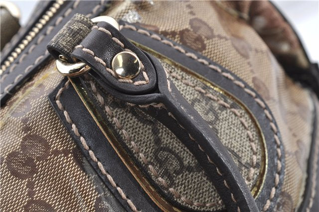 Authentic GUCCI GG Crystal Hand Boston Bag PVC Leather 223962 Brown K4722