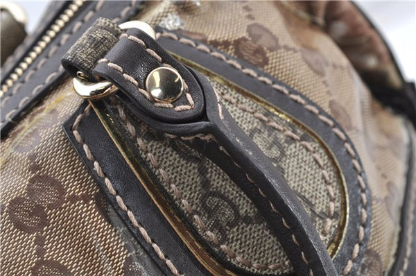 Authentic GUCCI GG Crystal Hand Boston Bag PVC Leather 223962 Brown K4722