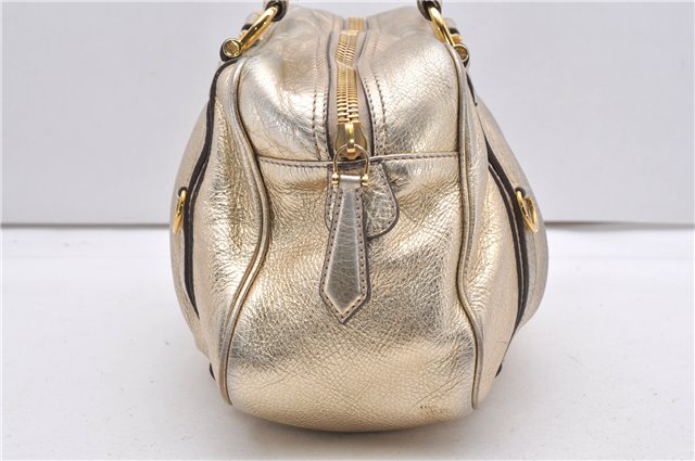 Authentic BURBERRY Vintage Leather Shoulder Hand Tote Bag Purse Gold K4773