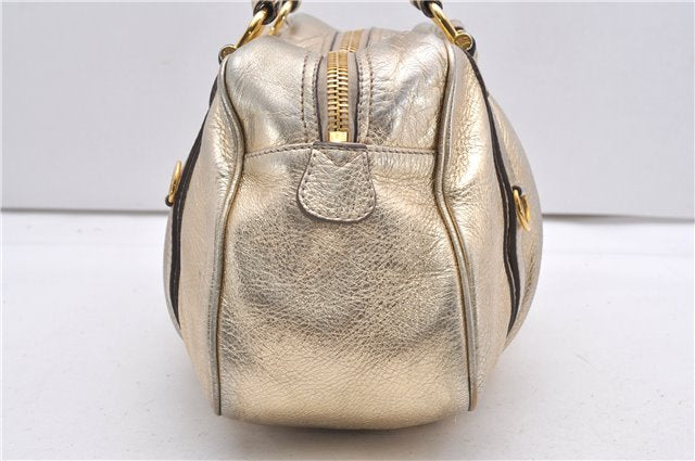 Authentic BURBERRY Vintage Leather Shoulder Hand Tote Bag Purse Gold K4773