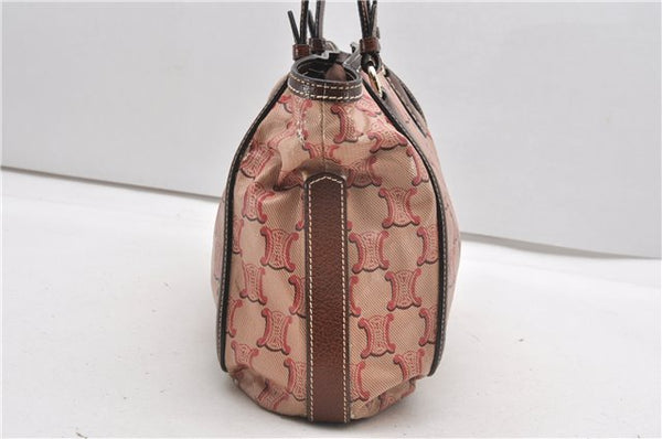 Authentic CELINE Macadam Shoulder Tote Bag PVC Leather Red Brown K4774