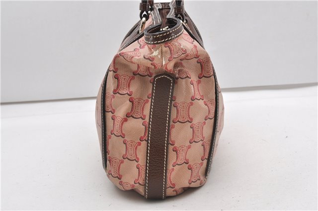 Authentic CELINE Macadam Shoulder Tote Bag PVC Leather Red Brown K4774