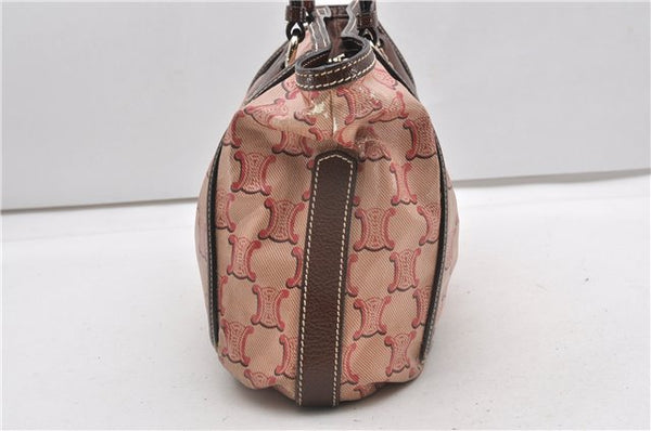Authentic CELINE Macadam Shoulder Tote Bag PVC Leather Red Brown K4774
